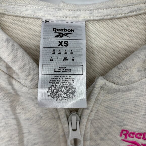 Reebok Women's Pink Logo Embroidered French Terry Zip-Front Hoodie Chamel XS NWT - Picture 4 of 5
